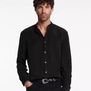 John Varvatos black Long Sleeve Lightweight Button Up Cotton 16 long